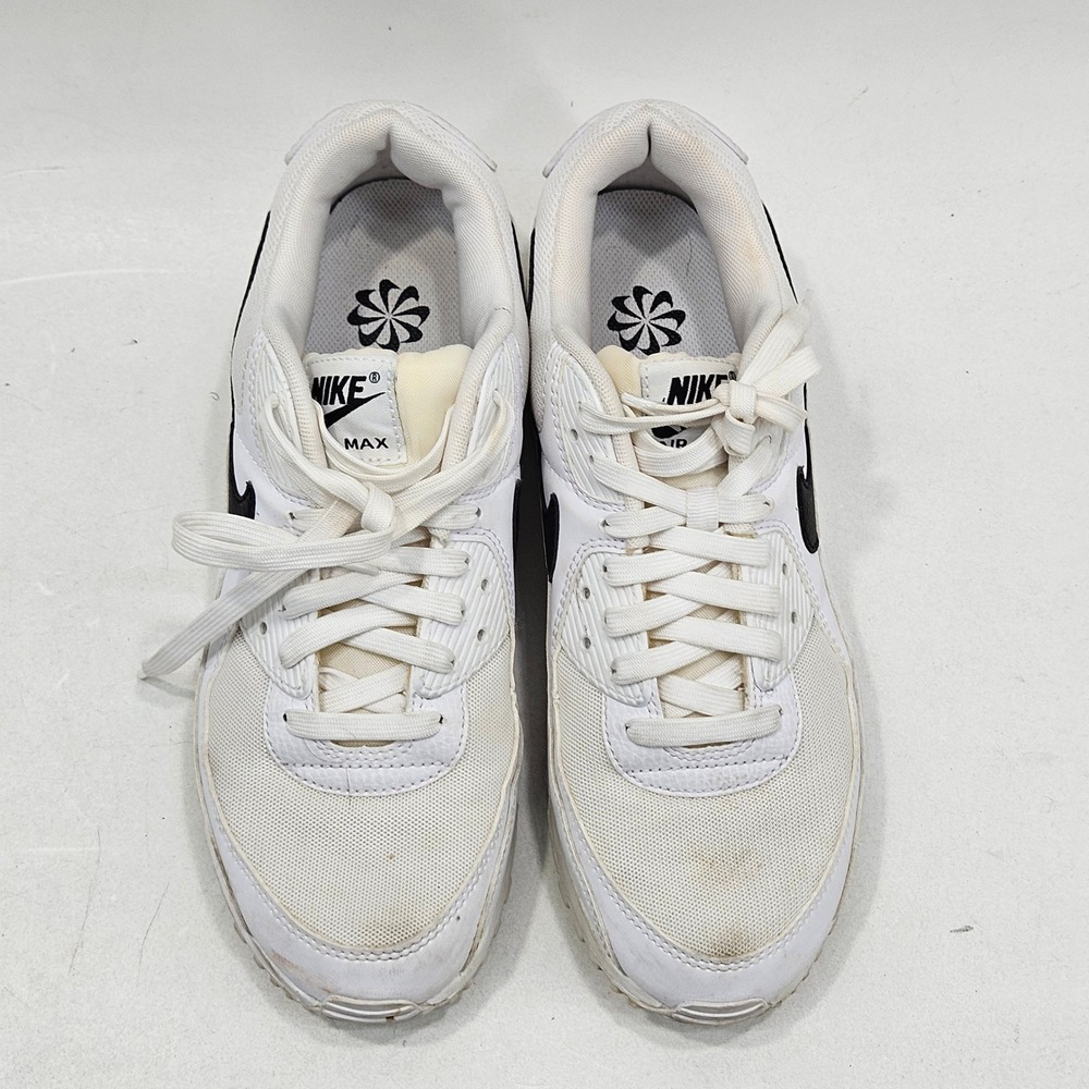 Nike Air Max 90 Women 10.5 White Black DH8010-101 Leather Mesh Running Sneakers - Picture 9 of 15